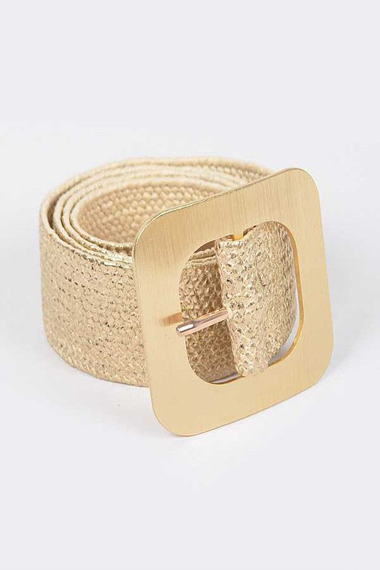 Colored Buckle Straw Belt