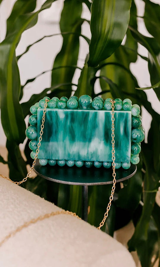 Jade Bead Acrylic Box Clutch