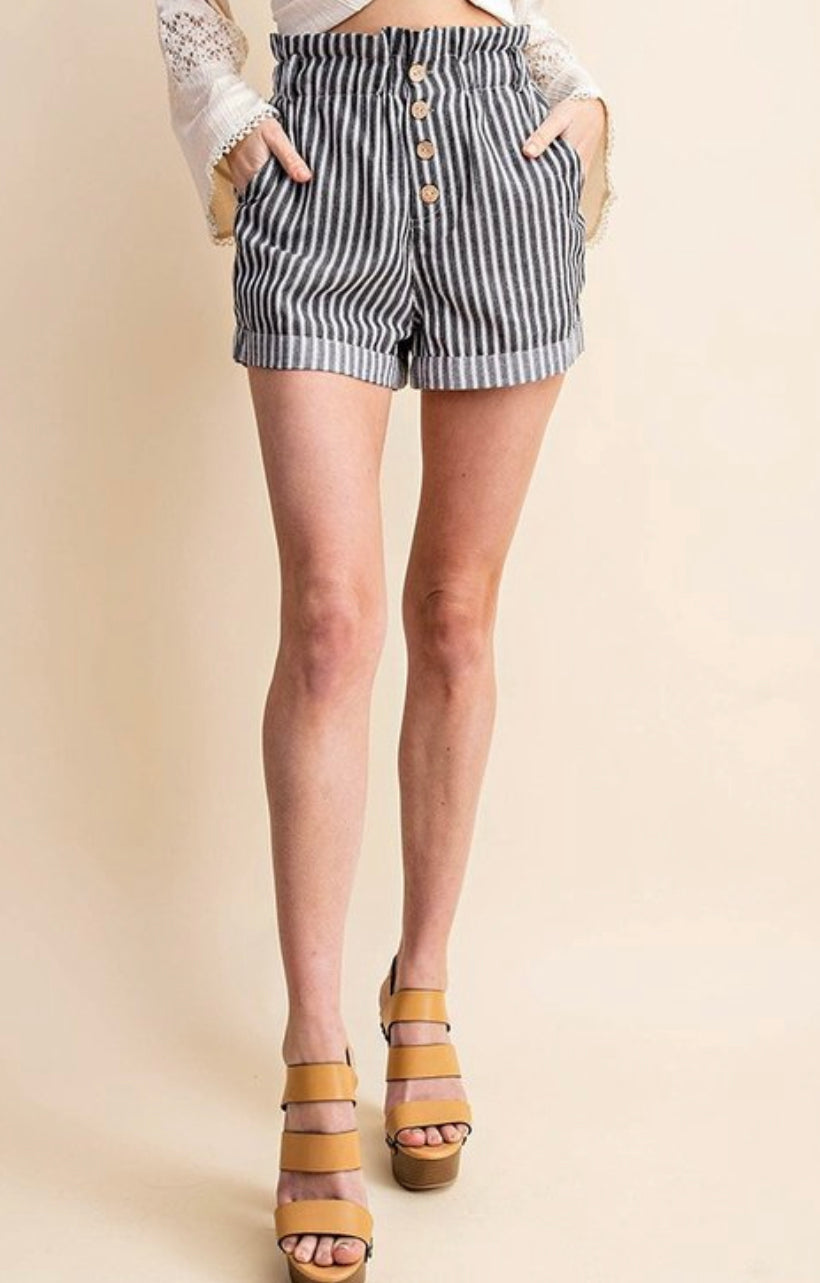 Striped Paper Bag Shorts