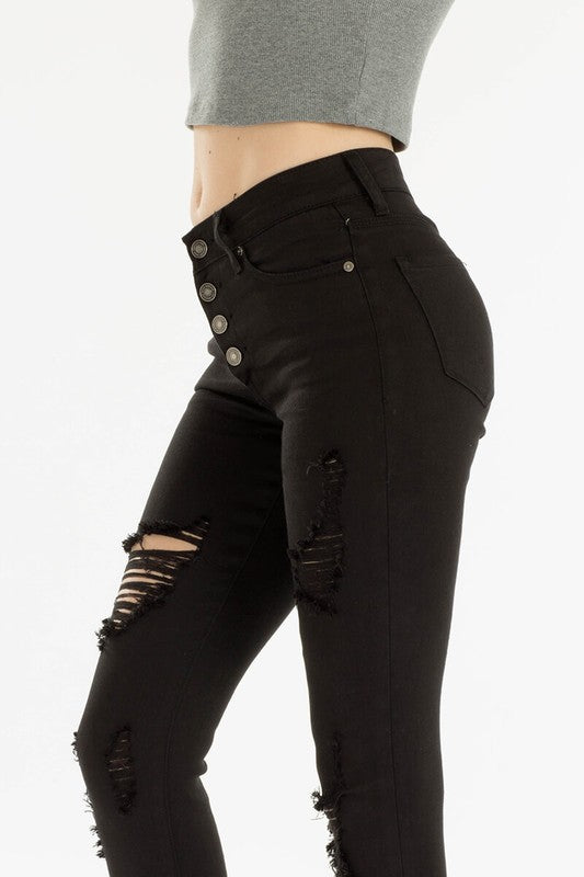 High Rise Distressed Skinny’s - Black