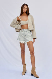 Vee Frayed Denim Shorts