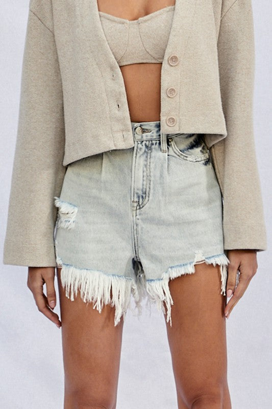 Vee Frayed Denim Shorts