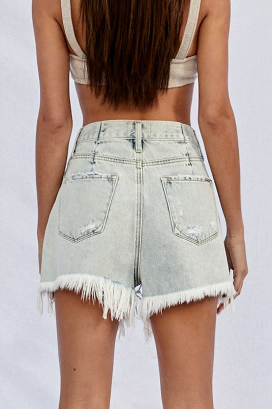 Vee Frayed Denim Shorts