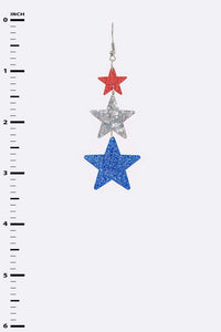 Patriotic Glitter Star Drop Earrings