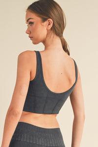 Stone Washed Ultra-Comfort Ribbed Sports Bra