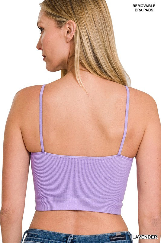 Rachel Ribbed Cropped Cami Tank with Bra Pads