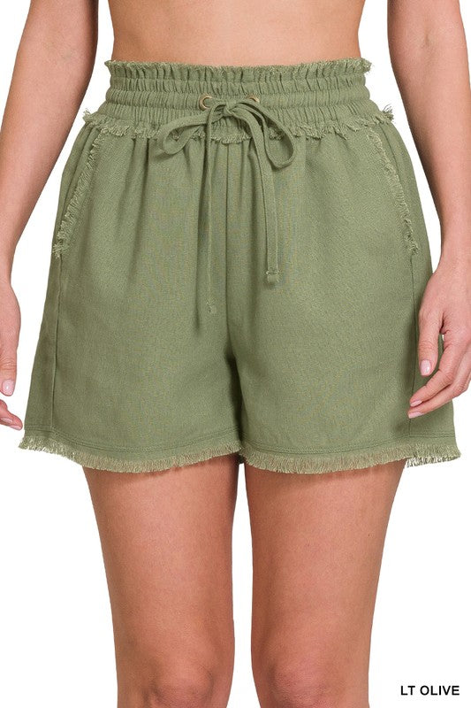 Linen Frayed Shorts