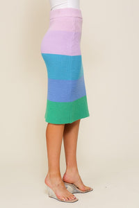 Rainbow Midi Sweater Skirt