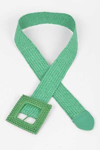 Colored Square Buckle Straw Belt