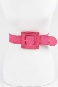 Colored Square Buckle Straw Belt