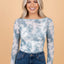 Leopard Round Neck Long Sleeve Sheath Top