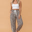 Leopard Lace Side Stripe Elastic Waist Jogger Pants