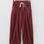 Corduroy Drawstring Waist Pleated Straight Leg Pants