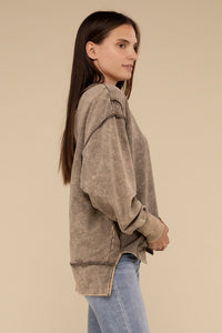 Acid Wash Exposed-Seam Sweatshirt