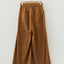 Solid Corduroy Buttoned Elastic Waist Wide Leg Pants