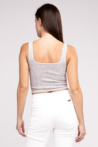 Reversible Washed Ribbed Cropped Tank Top