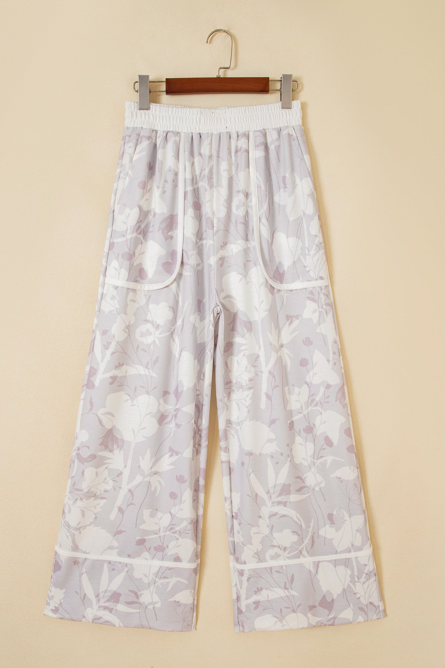 Floral Elastic Waist Wide Leg Pants