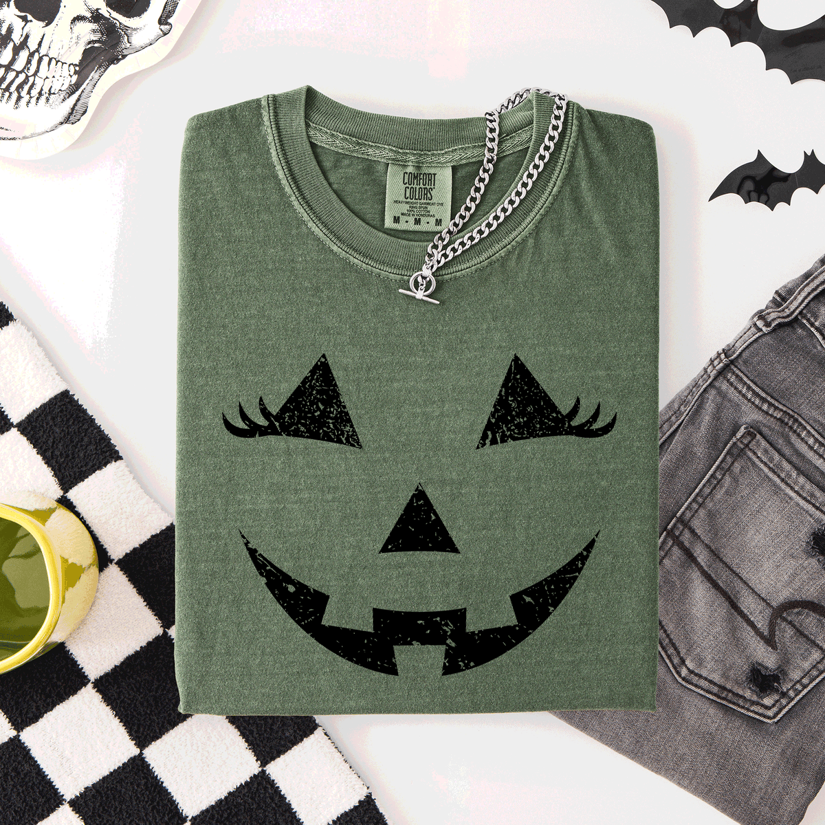 Jack O Lantern Halloween Cute Night Scene With A Playful Carved Pumpkin And Spooky Festive Vibes For Autumn Nights Comfort Colors Tee