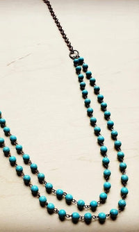 Double Strand Blue Turq Necklace w/ tassel