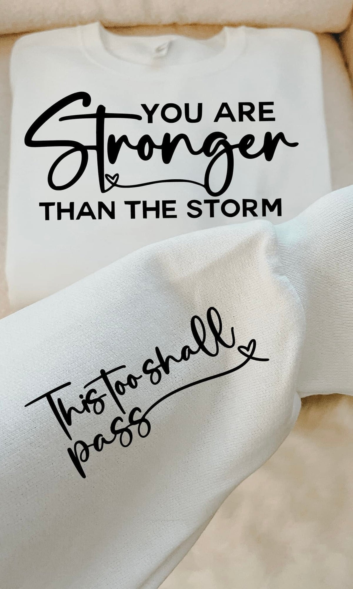 You Are Stronger Than The Storm With  Sleeve Accent Sweatshirt