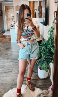 Vee Frayed Denim Shorts