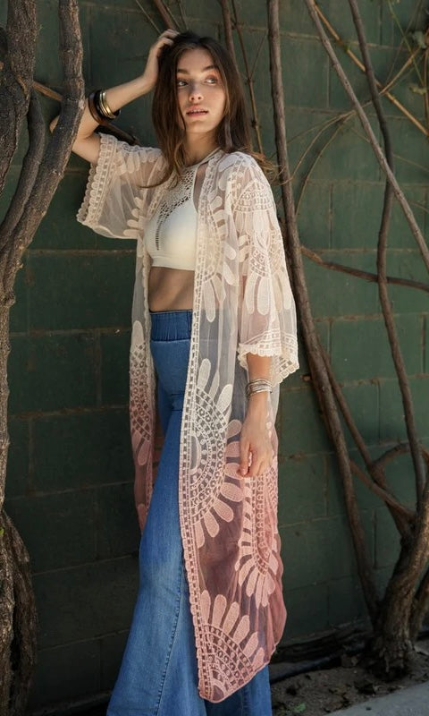 Ombre Boho Lace Kimono