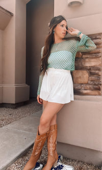Crochet Flare Sleeve Cropped Top