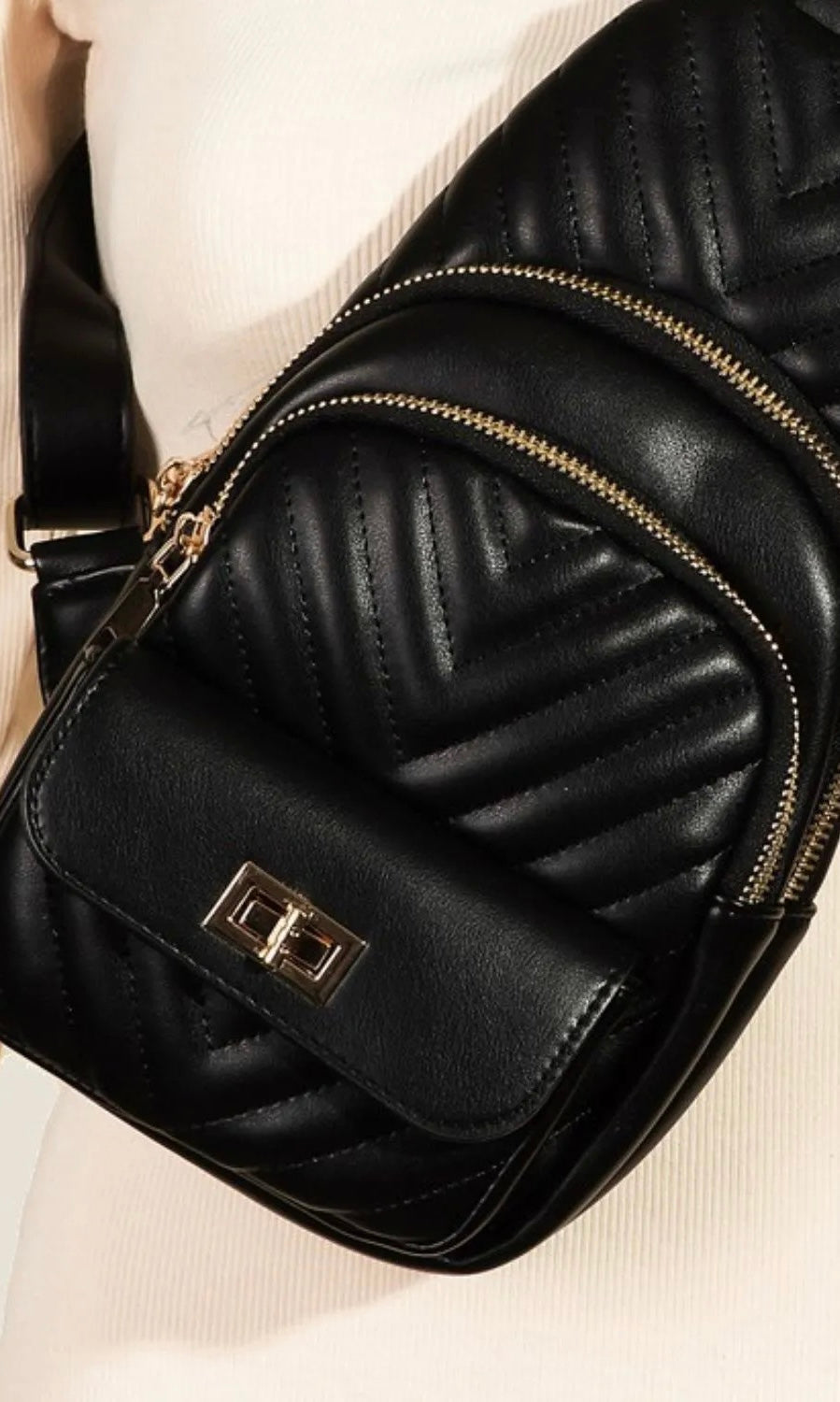 Vegan Leather Cushioned Sling Bag