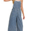 Zenana Denim Medium Washed Wide Leg Overalls