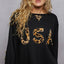 POL Round Neck Long Sleeve French Terry Sweatshirt with USA Letter Animal Patch