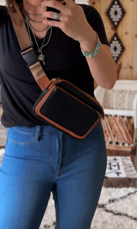 Contrast Vegan Leather Crossbody Bag