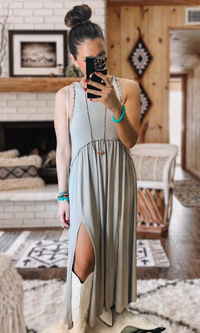 Daisy Chain Slit Cut Out Maxi Dress