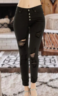 High Rise Distressed Skinny’s - Black