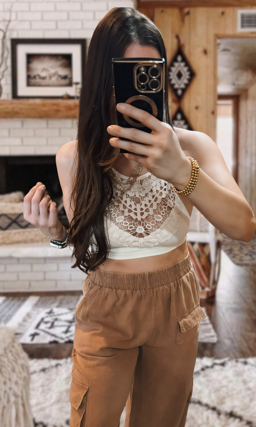 Crochet Lace High Neck Bralette