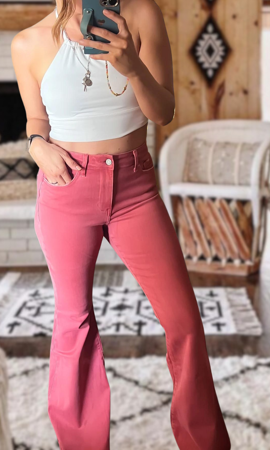 Belle Flare Jeans - Mineral Red