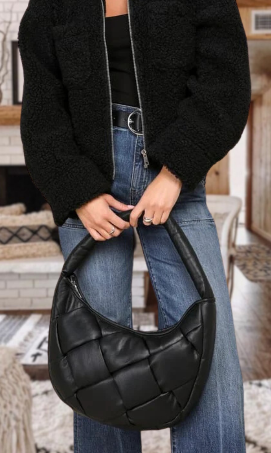 Vegan Leather Puffy Hobo Bag