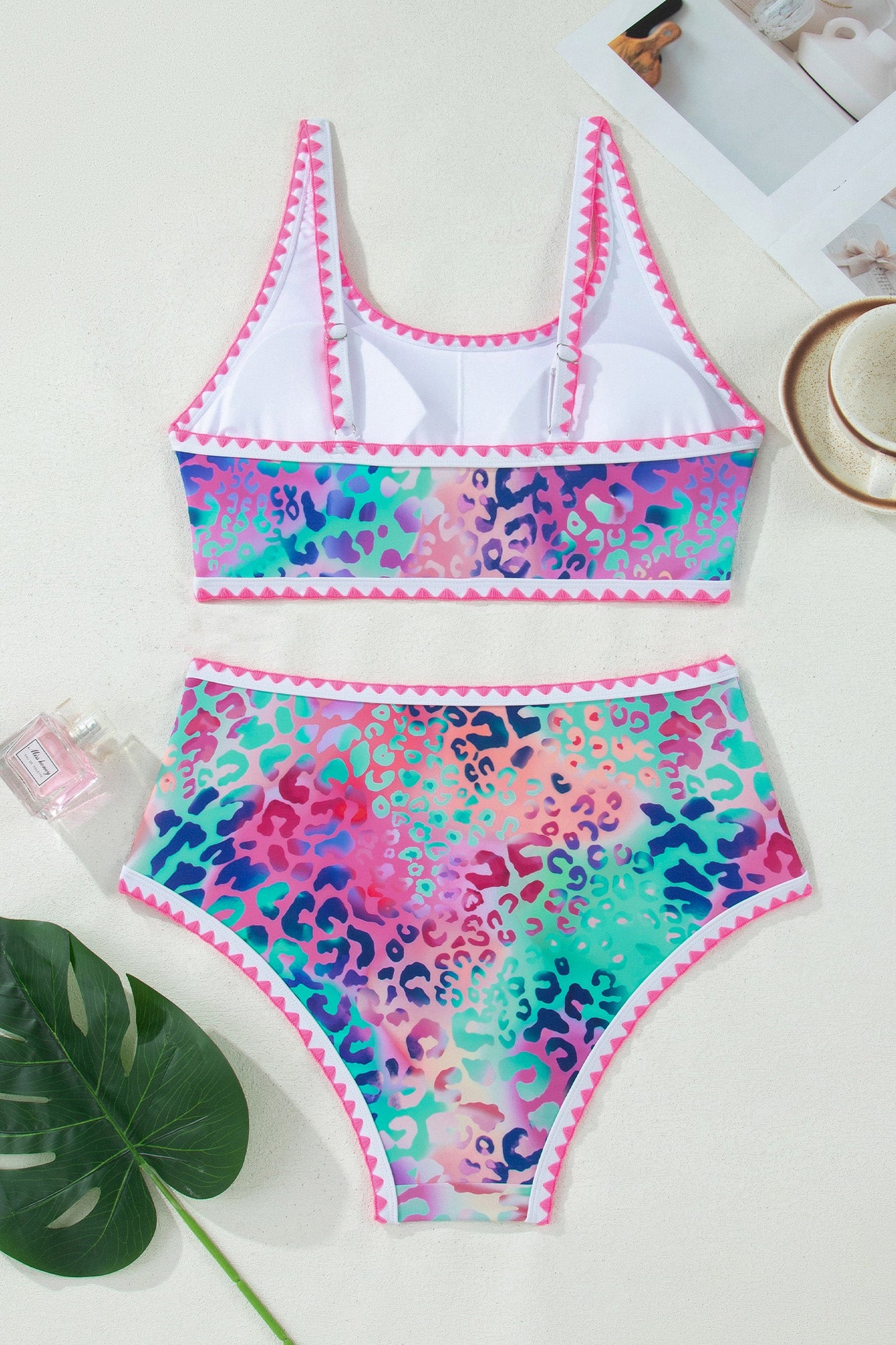 Fluorescent Leopard High Waist Bikini Swim Set