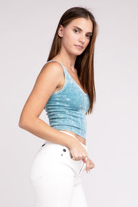 Reversible Washed Ribbed Cropped Tank Top