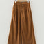 Solid Corduroy Buttoned Elastic Waist Wide Leg Pants