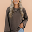Mineral Wash Reverse Seam 3/4 Sleeve Top