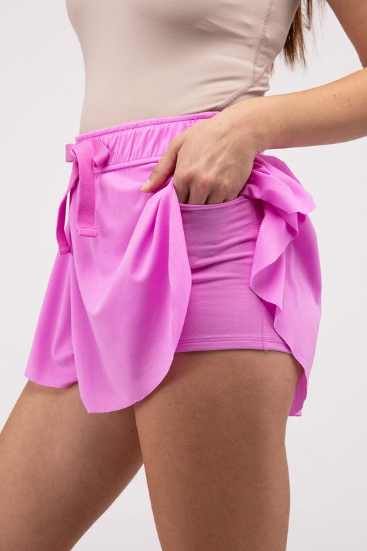Ruffle Hem Tennis Skirt w/Pockets