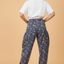 Floral Denim Elastic Waist Pocketed Barrel Jeans