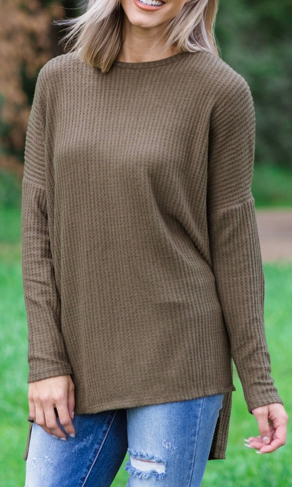 Brushed Thermal Waffle Round Neck