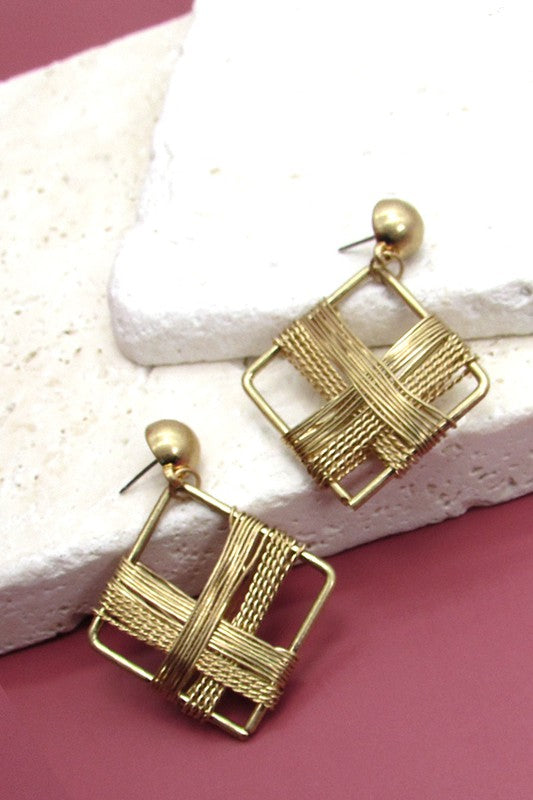 Wire Diamond Earrings- Gold