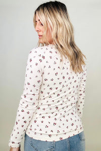 Ditsy Floral Henley Long Sleeve Top