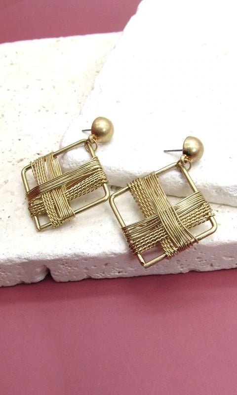 Wire Diamond Earrings- Gold