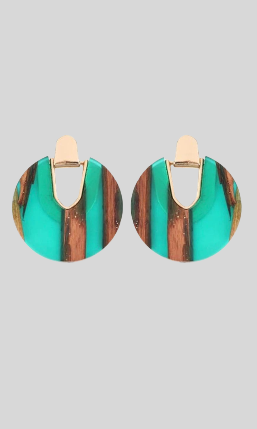 Turquoise Wood Earring